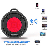 Portable Shower Speaker, IPX7 Waterproof Wireless Outdoor Speaker with HD Sound, 2 Suction Cups, Built-in Mic, Hands-Free Speakerphone for Bathroom, Pool, Beach, Hiking, Bicycle(Red)