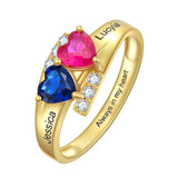 Oseew 14k gold mother's Ring Custom 10k gold Birthstone Ring 10k mom rings for women birthstone with 2 names Mothers rings with 2 birthstones 10k yellow Gold