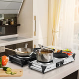 Hot Plate Double Burner for Cooking, 1800W Countertop Electric Stoves | Silver Techwood