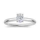 ALLORYA 0.25 cttw Oval Lab Grown White Diamond Classic Solitaire Engagement Ring for Women in 10K Solid White Gold, Size 7