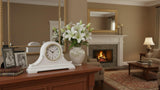 Vmarketingsite Mantel Clocks, Battery Operated, Silent Wood Table Clock with Westminster Chimes On The Hour, Solid Wooden Shelf Chiming Mantle Clock, 9" x 16" x 3" (White - Arabic Numerals)