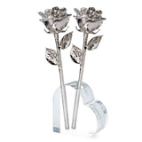 Forever Rose Two Real Roses Dipped in Platinum, Acrylic Heart Vase