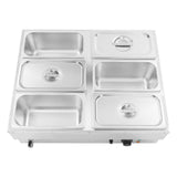 6 Pot Electric Food Warmer Steamer Buffet Server Heater Countertop Plate 850W Buffet Food Warmer Steam Table Large Capacity for Catering, Restaurant, Party