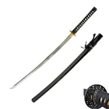 1045 Steel Damascus Geometric Wakizashi, Hand Forged Full Tang Sword