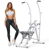 MERACH Stair Stepper, Hands & Feet Synchronized Stair Climber, Stairmaster for Full-Body Workout at Home, Compact Vertical Climber with Extended & Adjustable Pedals, White