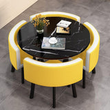 Round Dining Table Set for 4 with Chairs, Office Conference Reception Coffee Negotiation Table and Chairs Set