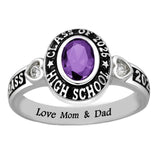 Oseew 2027 Birthstone Custom Class Ring for Women College Gift (White Gold)