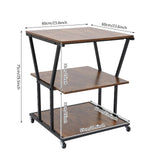 Printer Stand with Wheels, 3-Tier, 23.6-Inch Square Top