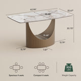 POVISON Hobart 63" Dining Table for 4, Glossy Pandora Sintered Stone Top