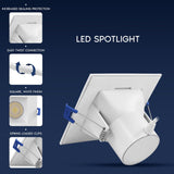 LUXRITE 4 Inch Square LED Recessed Ceiling Light with J-Box, CRI90, 12W, 5CCT Selectable 2700K/3000K/3500K/4000K/5000K, 1060 Lumens, Dimmable Canless Downlight, Wet Rated, IC Rated, ETL (12 Pack)