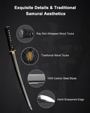 1045 White Dancing Crane Katana for Display & Collection, Full Tang Sword