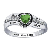 Oseew 2027 Custom Heart Birthstone Class Ring for Men Women