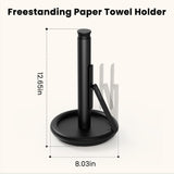 Ultrean Paper Towel Holder Countertop, Freestanding Paper Towel Dispenser with Spring-Loaded Arm for One-Handed Tear, Weighted Non-Slip Base, Stainless Steel for Kitchen, Black