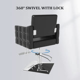 OmySalon Hair Salon Chair Hydraulic Barber Chair for Home Barbershop Black, Braiding Chair for Hair Stylist Heavy Duty, Styling Hairdressing Beauty Spa Equipment