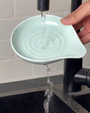 KITCHENLESTAR Ceramic Spoon Rest for Stove Top, 6.1 x 5 Inch Large Spoon Holder for Cooking Utensils, Spatula & Coffee Spoons, Farmhouse Kitchen Décor(Azure 1pc)