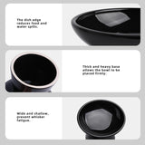 KITCHENLESTAR Ceramic Elevated Cat Bowls - 6.2 Inch Extra Wide Raised Cat Food and Water Bowl Set for Indoor Cats, Whisker-Friendly Ceramic Cat Dish for Elder Big Cats & Small Dogs,Black,2 Pack