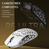 ATTACK SHARK R5 Ultra Carbon Fiber Wireless Gaming Mouse,39g Superlight Hollowed-Out,PAW3950MAX Optical Sensor Nordic 52840 MCU 8K Polling 42K DPI,Tri-Mode Programmable Mice with Coiled Cable-Black