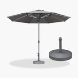 PURPLE LEAF Patio Market Umbrella 10 FT with Base Semi Auto Lift, Gray