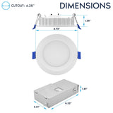 LUXRITE 4 Inch LED Regressed Mini Panel, Recessed Light, 5CCT 2700K-5000K, Dim to Warm, Switchable 8W/11W, 600/900 Lumens, CRI90, Dual Dimmable (TRIAC/0–10V), 100°, Canless Spotlight, ETL (12 Pack)