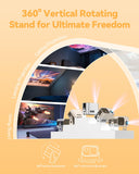 [100% Offset & 360° Stand] 4K Support Projector with WiFi 6 and Bluetooth 5.4, Antmap Outdoor Movie Projector with 12W Immersive Speaker, Home Theater Proyector Compatible with Phone/TV Stick/PC/PS5