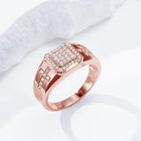 Oseew Round Cut Moissanite Rings Wedding for men Hip Hop Iced Out Luxury Men's Moissanite Ring sterling silver/ 10k 14k 18k gold Cross Design (rose gold)