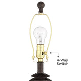 Franklin Iron Works Horace Rustic Farmhouse Industrial Table Lamps 25.25" High Set of 2 with Nightlight Bronze Black Faux Silk Drum Shade for Living Room Bedroom House Bedside Nightstand Home