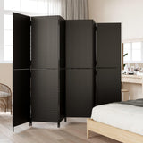 6 Panel Room Divider Black Poly Rattan Folding Privacy Screen