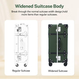 universal trotter Vintage PU Leather Luggage Set, Retro Trunk Suitcase with Wide Aluminum Frame, TSA Key Locks and Smooth 360° Spinner Wheels (Heritage Olive,12"+20"+26")