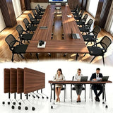 70.8in Folding Conference Table,Locking Wheels Space Saving Meeting 2-30