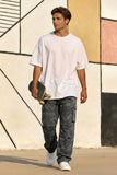 GINGTTO Camo Pants Men Cargo Wide Leg Fashion Streetwear Drawstring Stretch 36