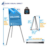 Audio-Visual Direct Aluminum Telescoping Display Easel, 70", Black