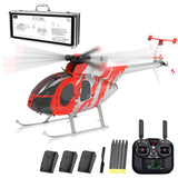 rcxperts YU Xiang F119S MD500 Remote Control Helicopter, 1/16 2.4G 9CH 250-Class 6-Axis Gyro Military RC Helicopter with 6G/3D Switchable Modes and Optical Flow for Adult(Red & Sliver/3 Battery)