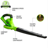 Greenworks 40V 16" Cordless Electric Lawn Mower + 40V Sweeper (150 MPH), 4.0Ah Battery and Charger Included