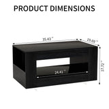 Vavkorkula 35" Wood Coffee Table for Living Room, Sides Storage with Transparent Legs, Minimalist Modern 2-Tier Storage Shelf Center Table for Home Office, Apartment, Black