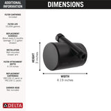 Delta Faucet Clarifi Standard Shower Filter Attachment with Filter, Shower Water Filter, Shower Head Filter, Matte Black 7SF100-BL