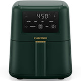 Chefman Air Fryer – 4-in-1 Slim 3.5 QT Airfryer, Air Fry, Bake, Dehydrate, Frozen, 450°F Max Temp for Extra Crispy Results in Minutes, Nonstick Ceramic Coating, Dishwasher-Safe Accessories - Green