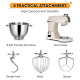 8.4QT Commercial Stand Mixer 800W with Aluminum Die Casting Meets the Standard of NSF/ANSI 8-2023, Mixers Kitchen Electric Stand Mixer with Stainless Steel 8L Bowl, Dough Hook, Whisk and Beater