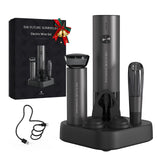 CIRCLE JOY Rechargeable Electric Wine Opener Set 7-in-1 Aluminum Alloy Wine Gift Set with Electric Corkscrew, Foil Cutter, Wine Pourer, Storage Base, Vacuum Pump and 2 Wine Stoppers