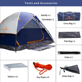 4 Person Waterproof Tents for Camping Easy Setup Outdoor Portable Backyard Camping Tents Suitable, Navy Blue ASFANES
