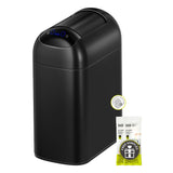 EKO Astro Slim Sensor Trash Can, 10L / 2.6 Gallon Touchless Garbage Bin with Soft-Close Retractable Wing Lid, Motion Sensor Stainless Steel Trash Can for Bathroom and Office, Waterproof, Black