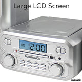Magnavox 3-Piece Compact CD Shelf System with Digital FM Stereo Radio, Bluetooth Wireless Technology, and Remote Control in Silver | LCD Display | AUX Port Compatible