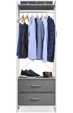 Sorbus Clothing Rack with Drawers - Clothes Stand Dresser - Wood Top, Steel Frame, & Fabric Drawers - Tall Closet Storage Organizer - Garment Rack for Hanging Shirts, Dresses, & Jackets