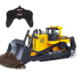 Bulldozer, 11 Channel Full Functional Dozer Vehicle, 360° Rotating RC Dozer with Metal Parts & Rubber Tracks, Remote Control Bulldozers with Lights & Sound, RC Construction Vehicles for Adults
