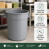 Getzi 6 Pack 20 Gallon Gray Round Commercial Trash Can, Heavy-Duty Plastic Waste Bin
