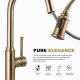Lava Odoro Champagne Gold Kitchen Faucet with Pull Down Sprayer, Single Handle Kitchen Sink Faucet, Gold Faucet for Kitchen Sink 1 Hole and 3 Hole, Deck Plate Included, KF421-CB