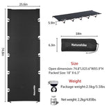 Naturehike GreenWild Camping Cot, Ultralight Folding Backpacking Cot, Supports 330lbs, Portable Camping Bed for Adults for Camping Hiking Travel Home, Black