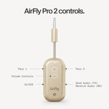 Twelve South AirFly Pro | Bluetooth Wireless Transmitter/Receiver Adapter for 2 Headphones, Audio Sharing, Compatible with 3.5mm aux Jack for Airplanes, TV, Gym, Stereo, and Travel, Gold