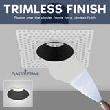 LUXRITE 1-Inch LED Trimless Recessed Spotlight with Black Reflector Trim Replacement 10W, 850LM, 2700K-5000K, 60° Beam Angle, Dimmable, Push-n-Lock, CRI90, Damp & IC Rated, ETL White + Black (4 Pack)
