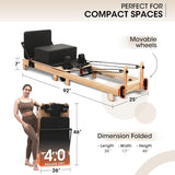Pilates Reformer, PAETA 92" Wooden Pilates Reformer Machine with Springs