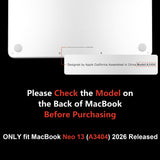 Printed Case for New MacBook Neo 13 inch 2026 Release(Fit Model A3404), Laptop Hard Shell Cases with Keyboard Skin